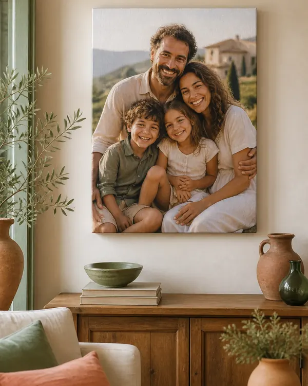 Foto su tela personalizzata appesa in soggiorno